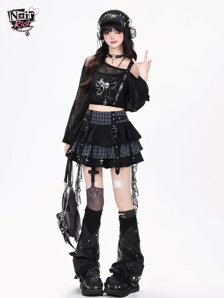 Elastic Lace Trim - Ensemble 3 pièces Y2K Punk Gothique